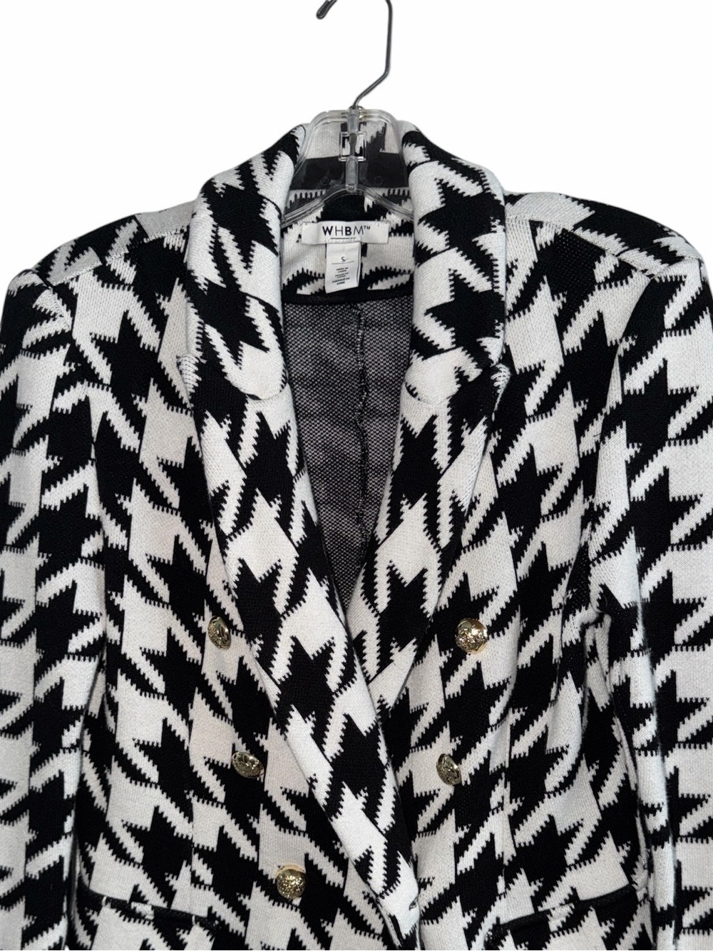 White House Black Market Black & White Houndstooth Double-Breasted Blazer Small - Picture 2 of 8